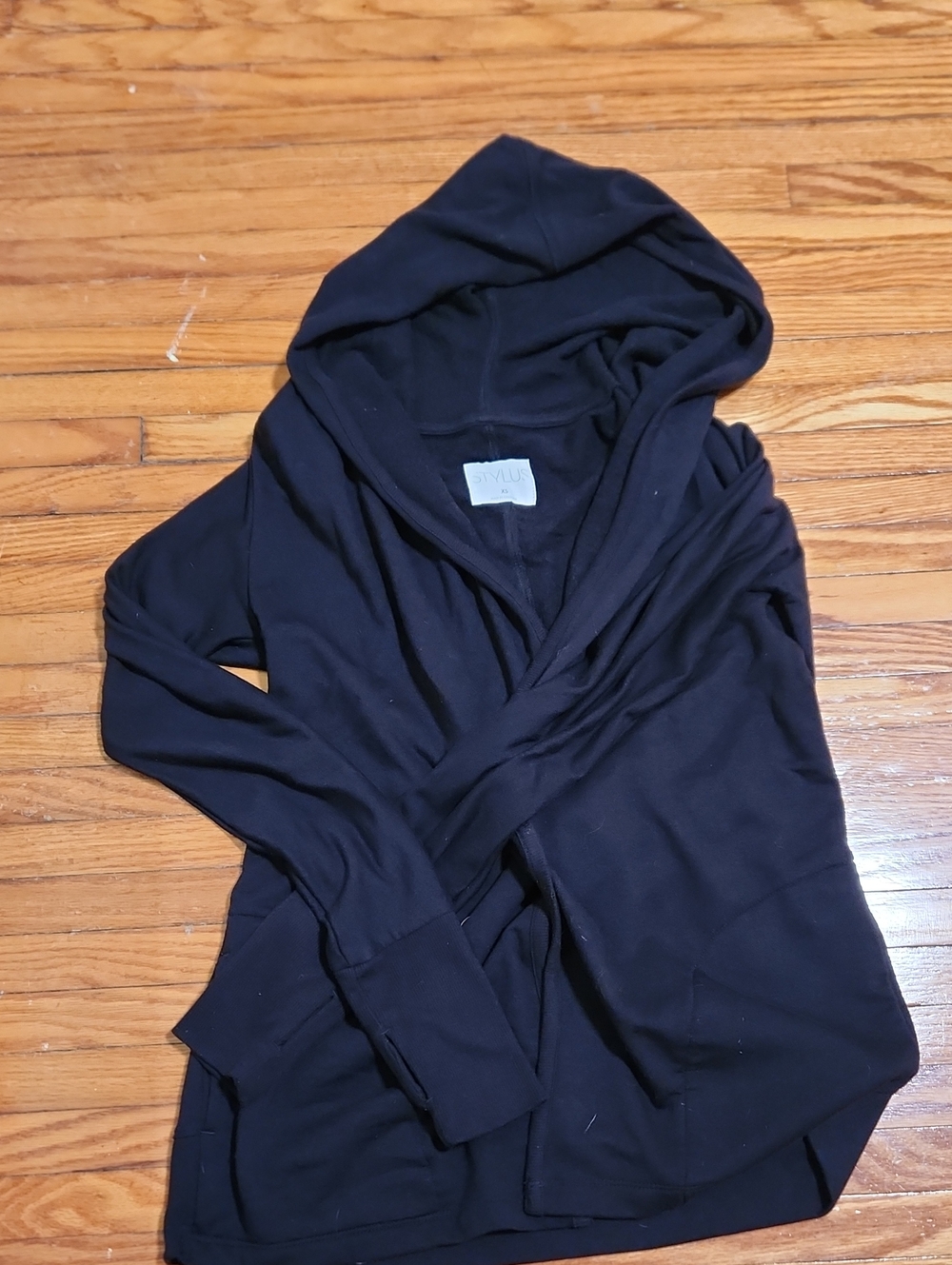 STYLUS Black Hooded Layering Top